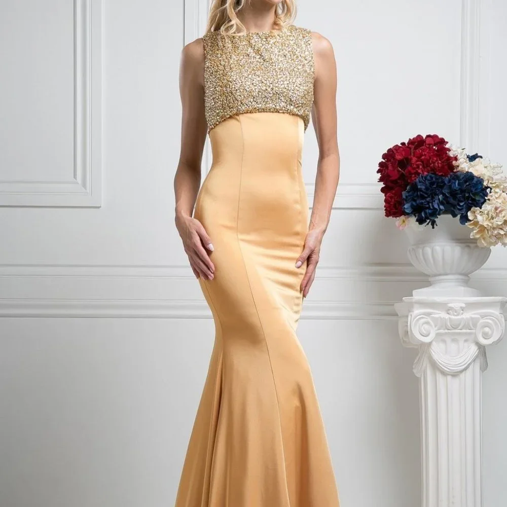 Glittered Sleeveless Mermaid Shape Dress CDCB758